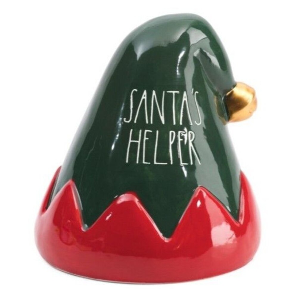 Rae Dunn "Santa's Helper" Elf Hat Christmas Figure 7.5x9"